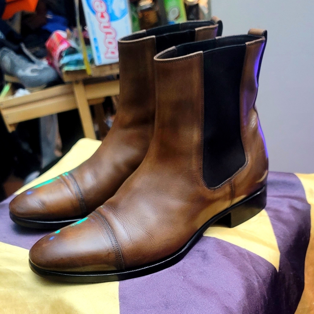 Tom Ford Elkan Burnished Leather Boots